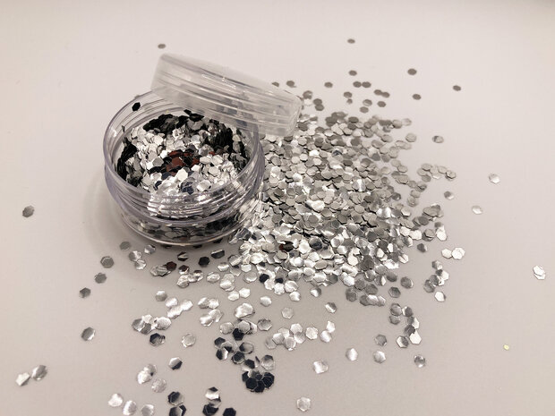 Zilveren biologisch afbreekbare glitters