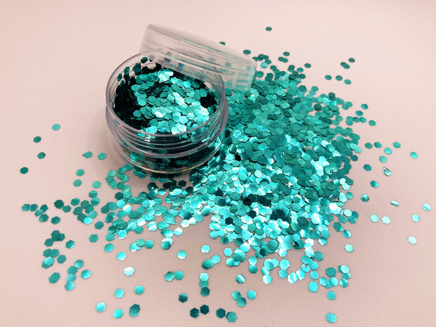 Turquoise biologisch afbreekbare glitters