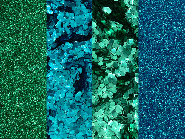 Groene blauwe biologisch afbreekbare glitters