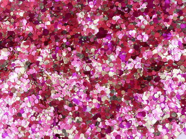 Glamour mix met roze en gouden glitters